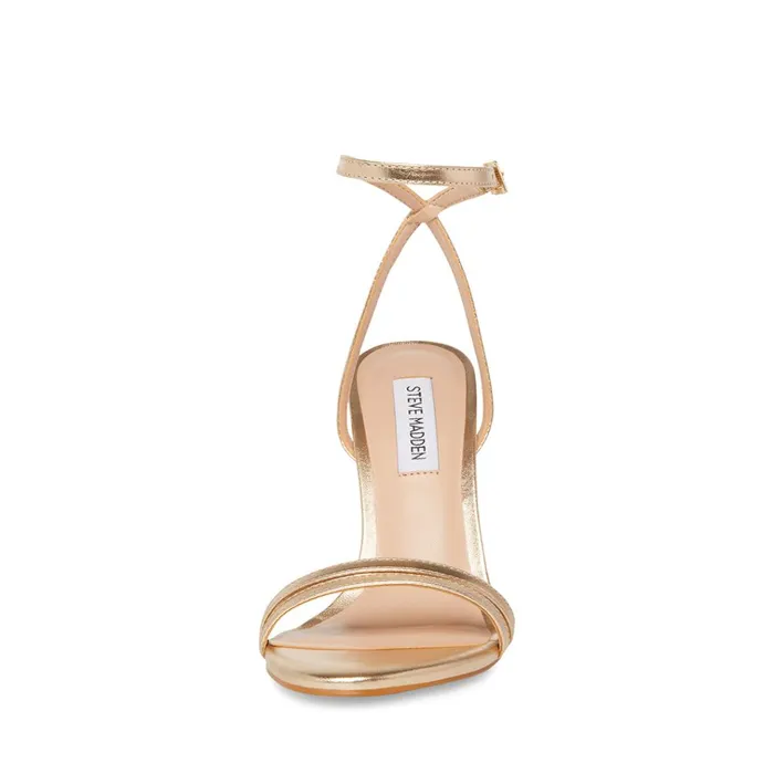 Womens Candid Gold Leather Steve Madden Heels