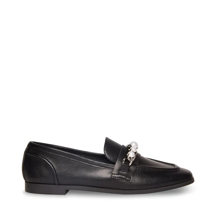 Womens CarrineP Black Leather Steve Madden Loafers and Flats