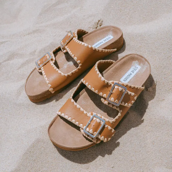 Womens Cheyanne Tan Leather Steve Madden Sandals