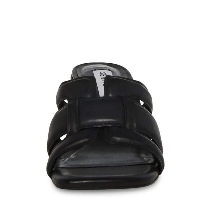 Womens Clover Black Leather Steve Madden Heels