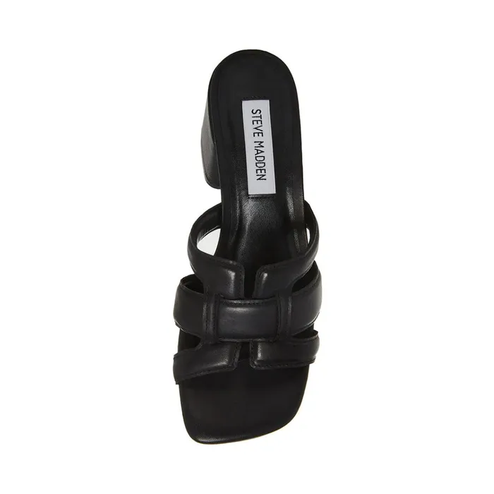 Womens Clover Black Leather Steve Madden Heels