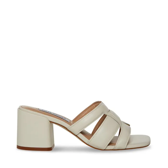 Womens Clover White Leather Steve Madden Heels