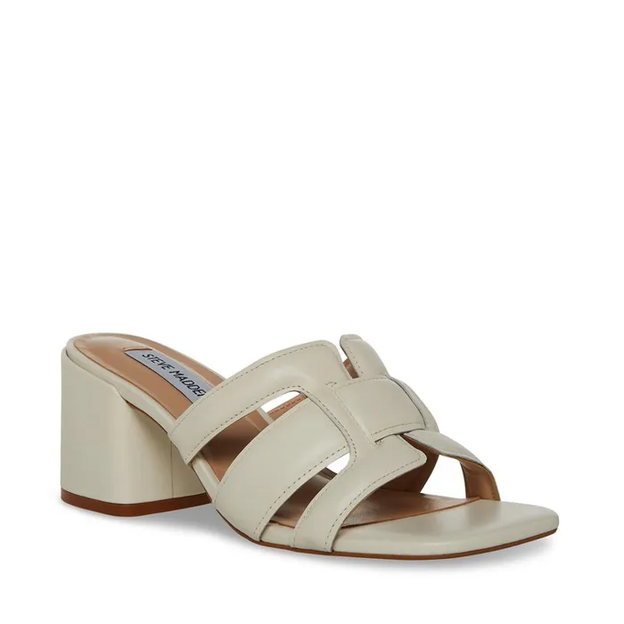 Womens Clover White Leather Steve Madden Heels