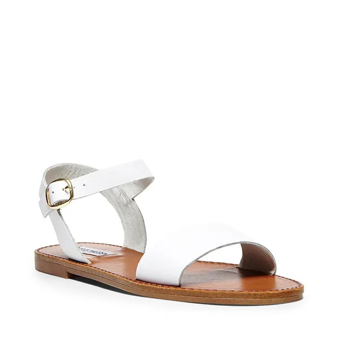 Womens Donddi White Leather Steve Madden Sandals