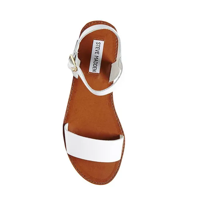 Womens Donddi White Leather Steve Madden Sandals