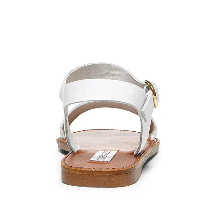 Womens Donddi White Leather Steve Madden Sandals