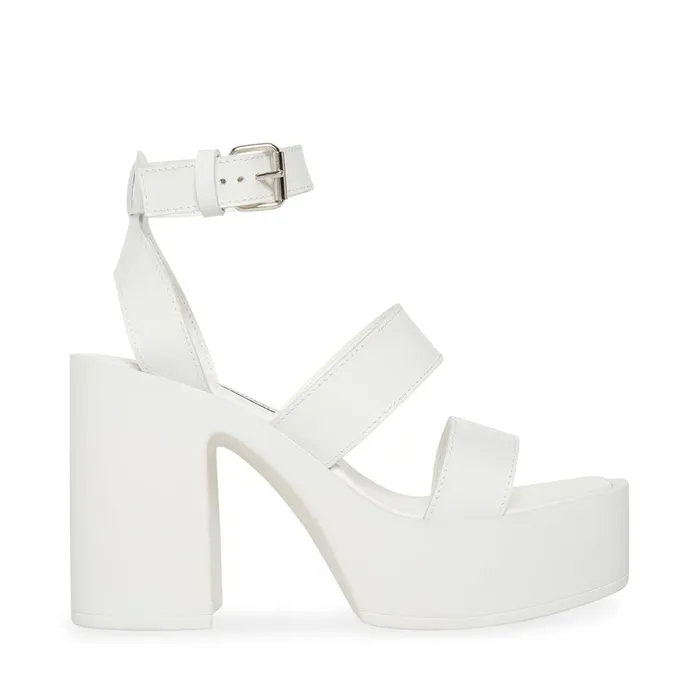 Womens Dora White Leather Steve Madden Heels