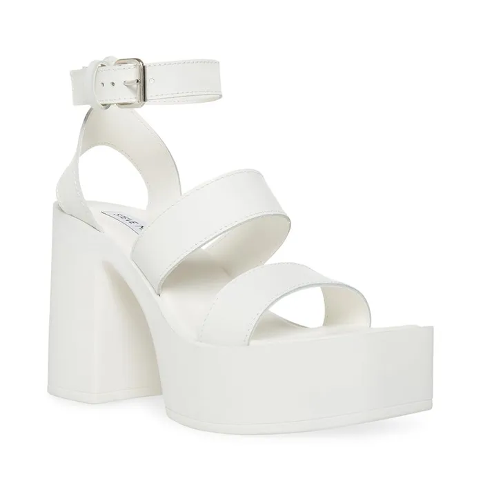 Womens Dora White Leather Steve Madden Heels Womens Dora White Leather Steve Madden Heels