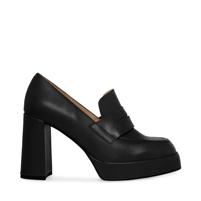 Womens Etta Black Leather Steve Madden Heels