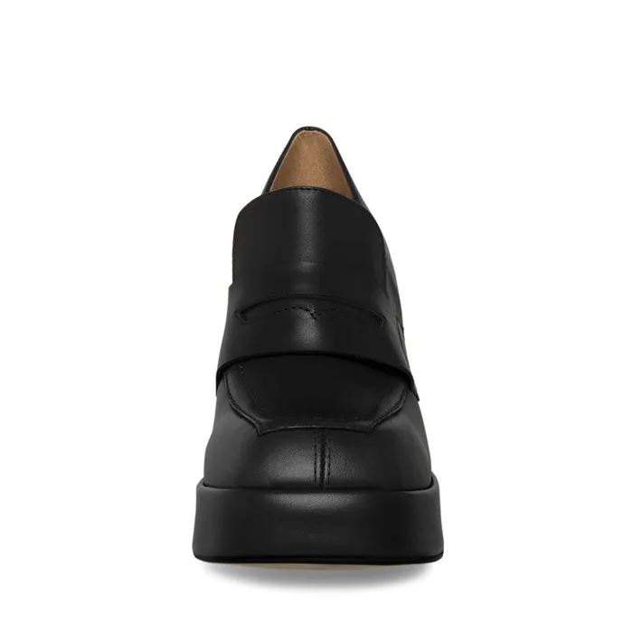 Womens Etta Black Leather Steve Madden Heels
