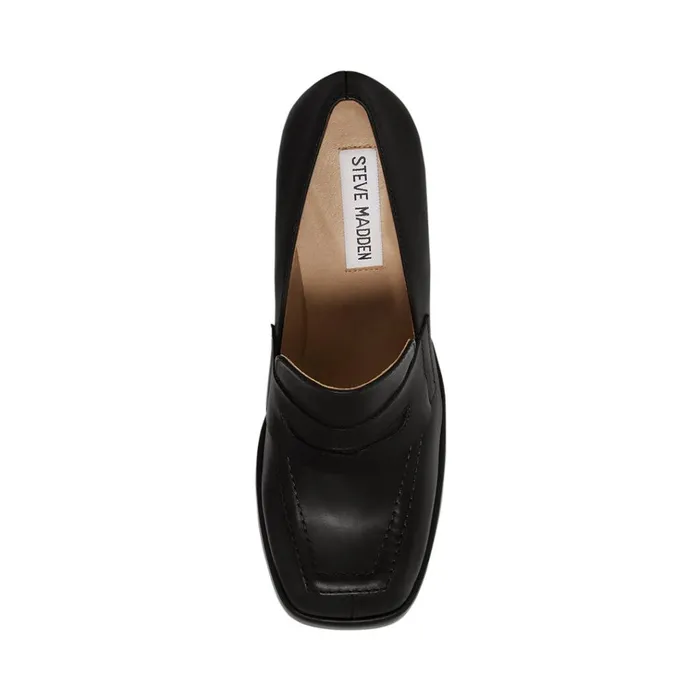 Womens Etta Black Leather Steve Madden Heels