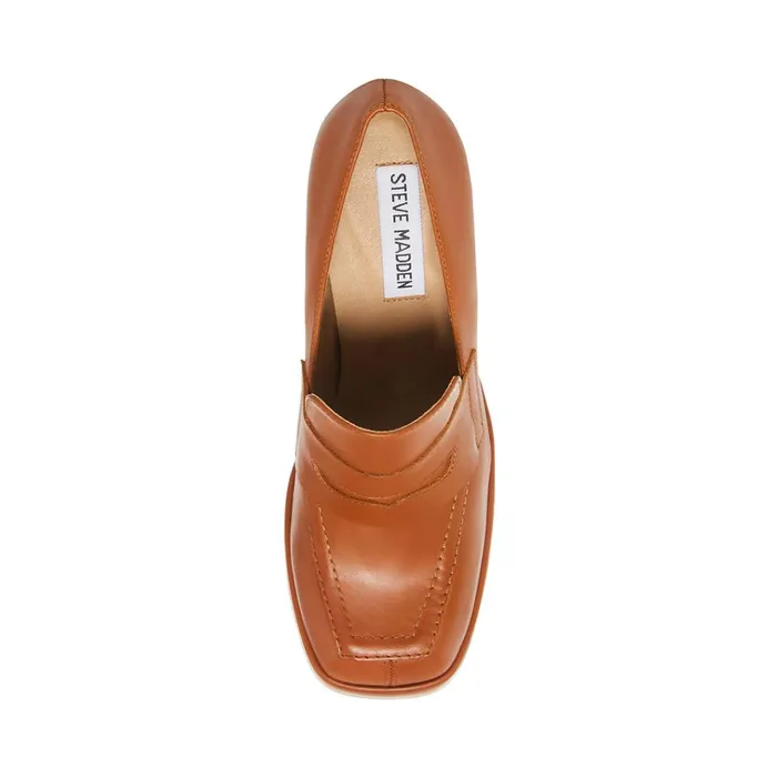 Womens Etta Brown Leather Steve Madden Heels