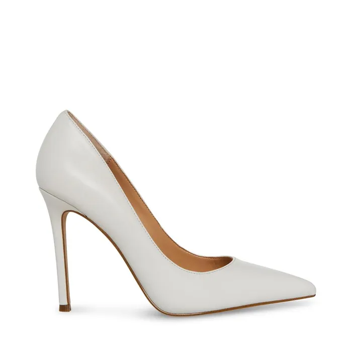 Womens Evelyn White Leather Steve Madden Heels