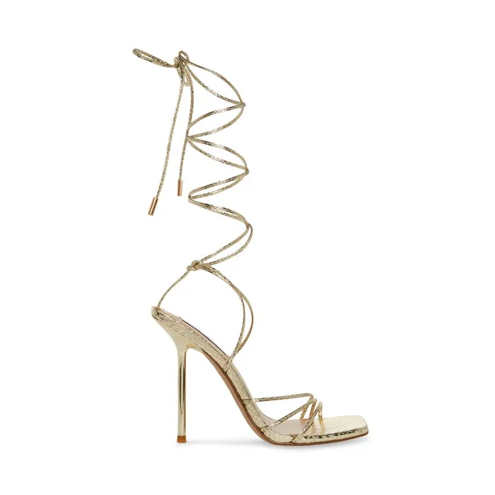 Womens Evita Gold Snake Steve Madden Heels