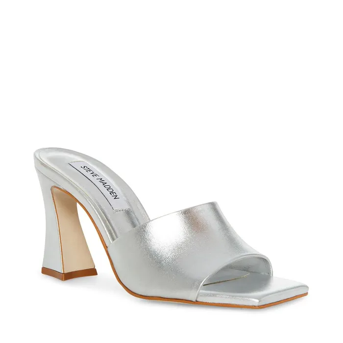 Womens Fairfax Silver Leather Steve Madden Heels Womens Fairfax Silver Leather Steve Madden Heels