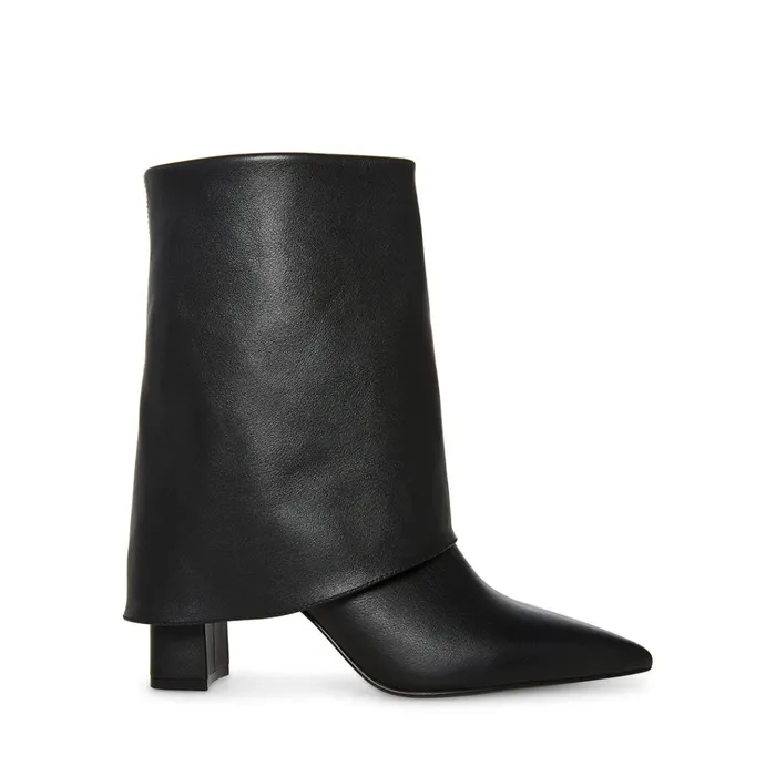 Womens Fallon Black Leather Steve Madden Boots and Booties