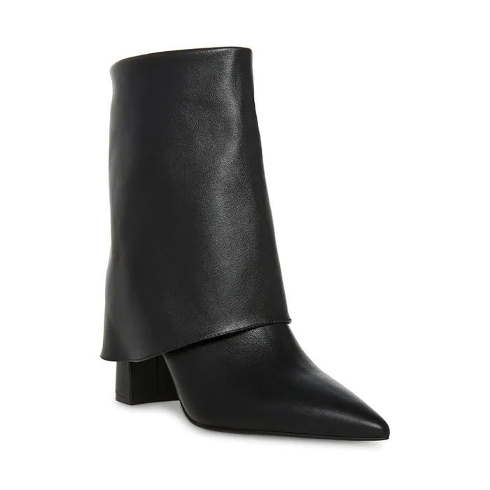 Womens Fallon Black Leather Steve Madden Boots and Booties