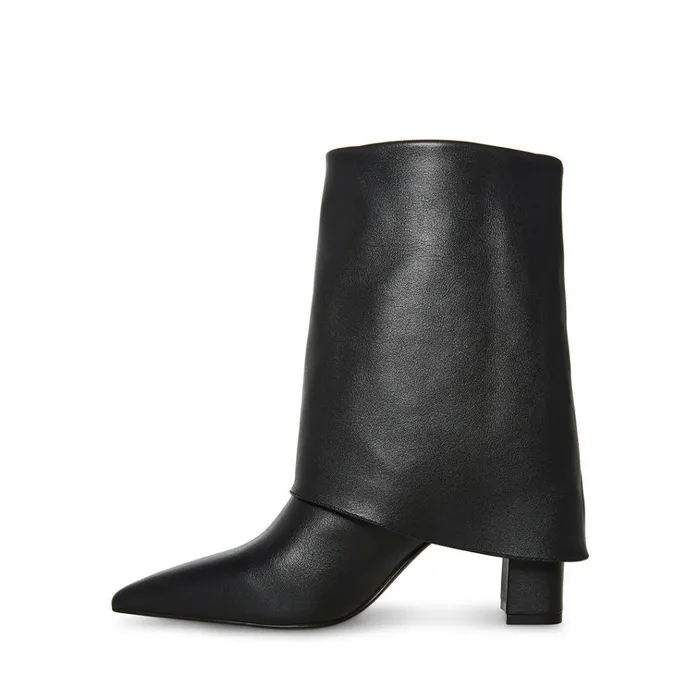 Womens Fallon Black Leather Steve Madden Boots and Booties