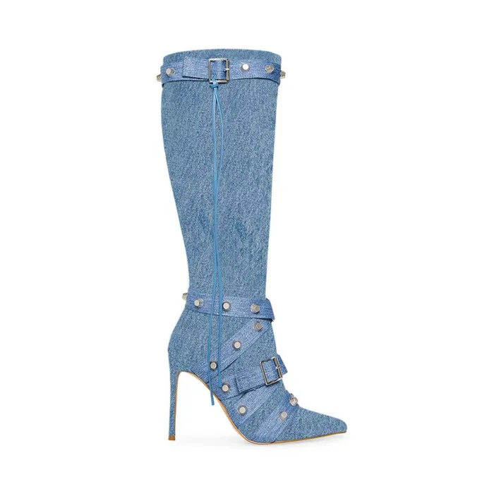 Womens Fink Denim Fabric Steve Madden Boots and Booties