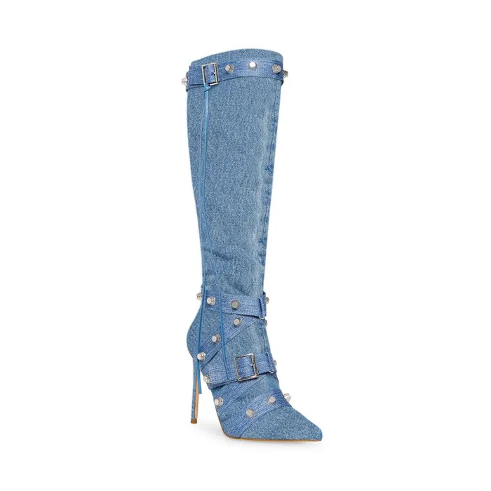 Womens Fink Denim Fabric Steve Madden Boots and Booties