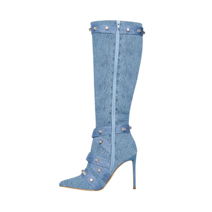 Womens Fink Denim Fabric Steve Madden Boots and Booties