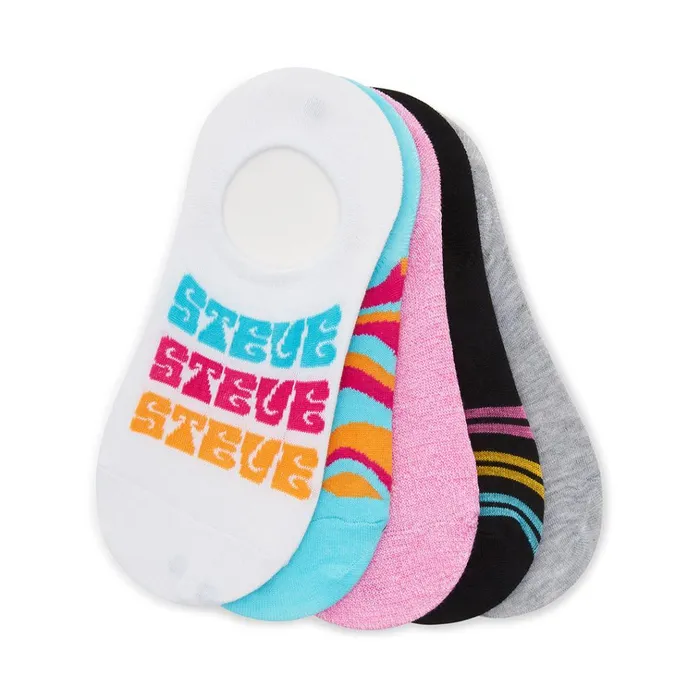 Womens Groovy Sneaker Socks White Multi Steve Madden Socks and Tights