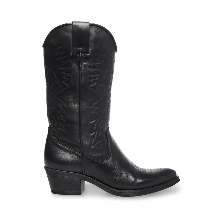 Womens Hayward Black Leather Steve Madden Boots and Booties
