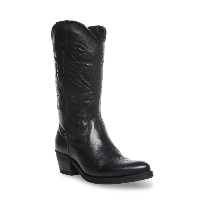 Womens Hayward Black Leather Steve Madden Boots and Booties