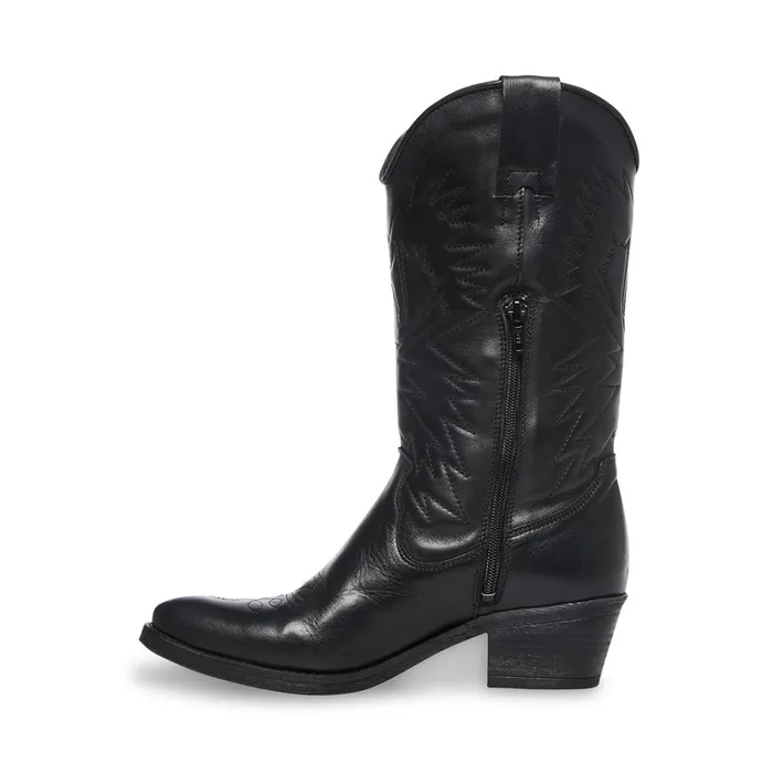 Womens Hayward Black Leather Steve Madden Boots and Booties