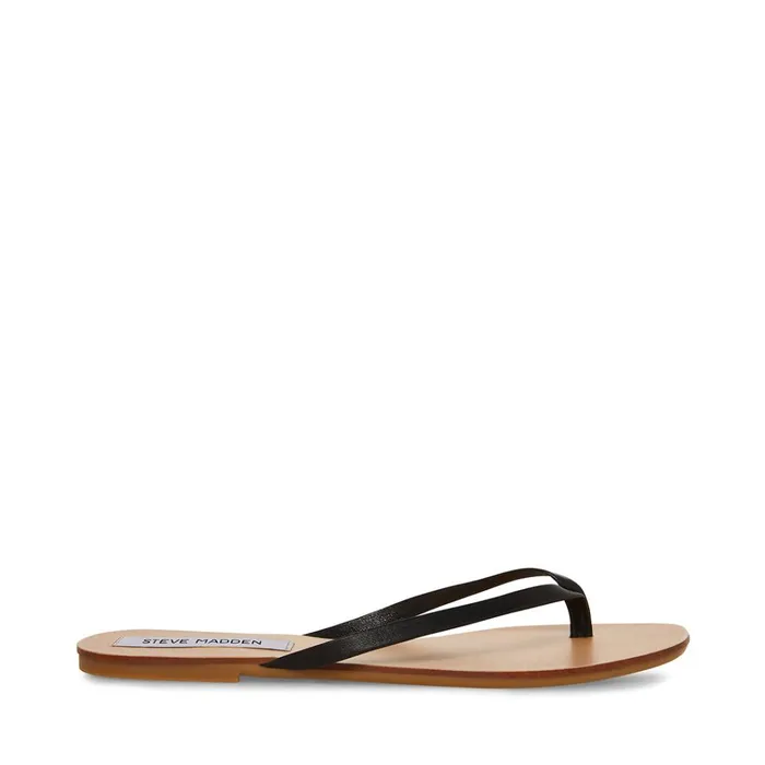 Womens Image Black Leather Steve Madden Sandals