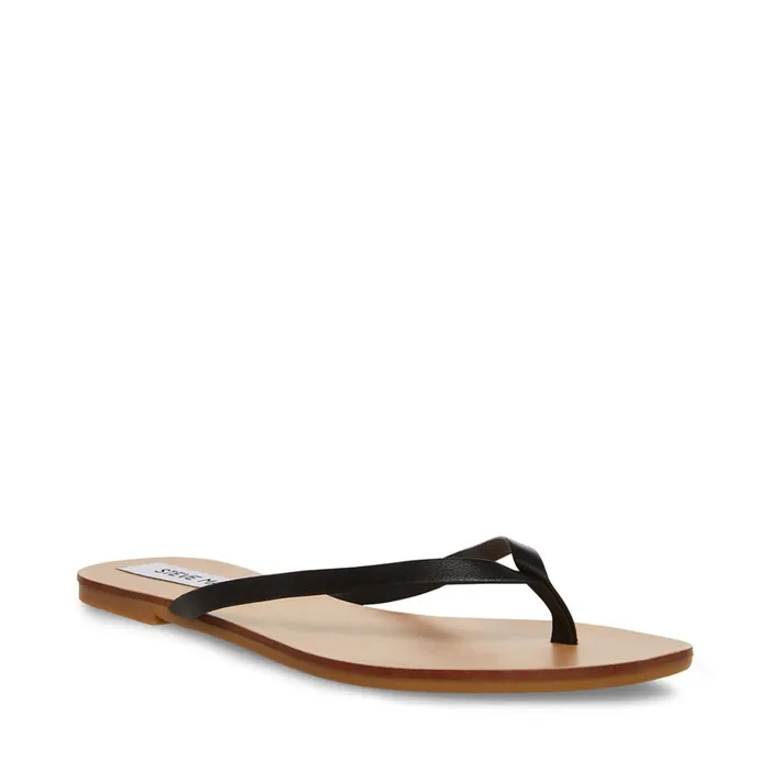 Womens Image Black Leather Steve Madden Sandals