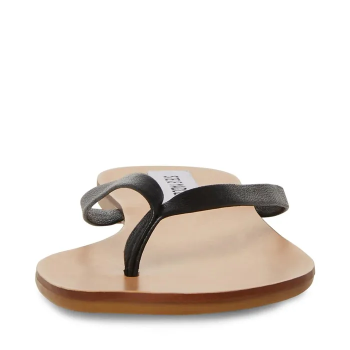Womens Image Black Leather Steve Madden Sandals