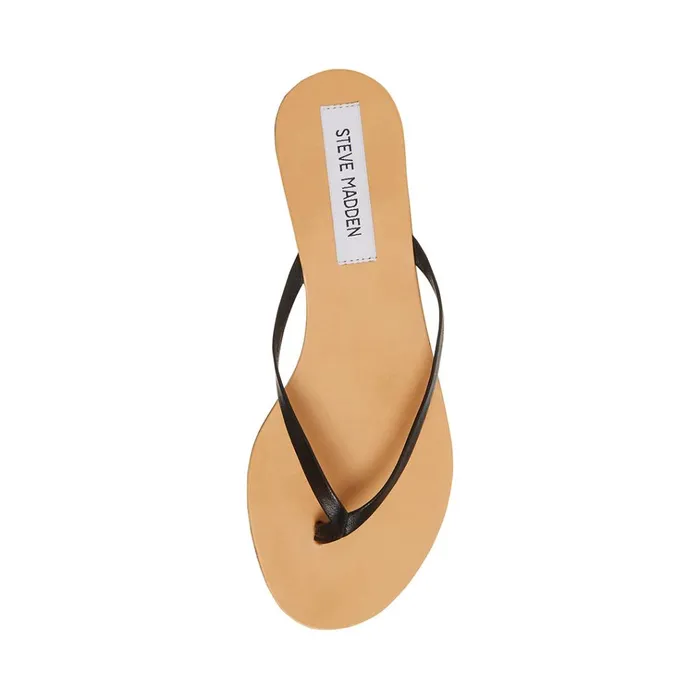 Womens Image Black Leather Steve Madden Sandals