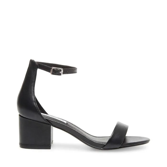 Womens Irenee Black Leather Steve Madden Sandals