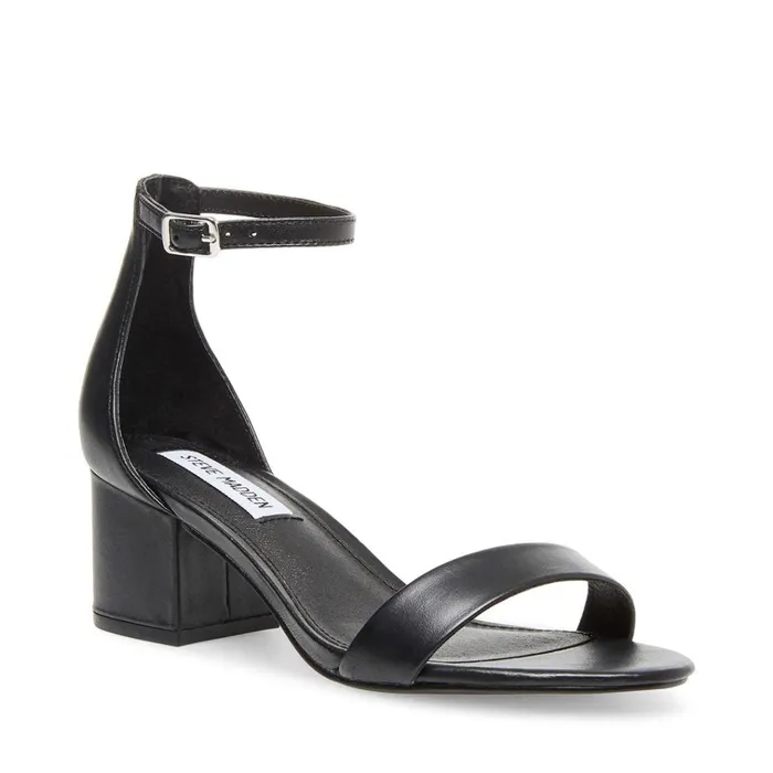Womens Irenee Black Leather Steve Madden Sandals