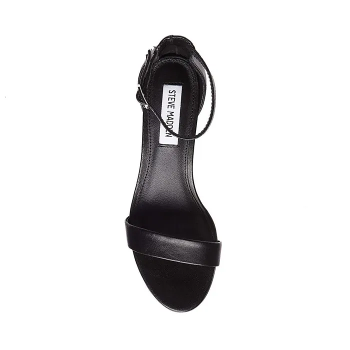 Womens Irenee Black Leather Steve Madden Sandals