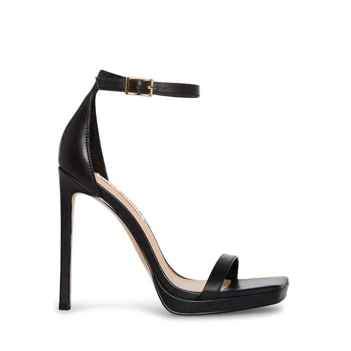 Womens Iridessa Black Leather Steve Madden Heels