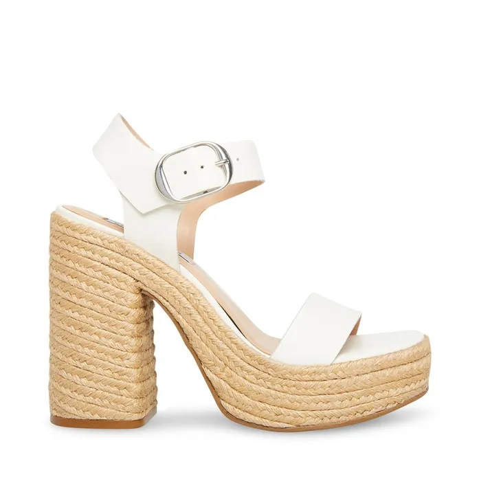 Womens Janice White Leather Steve Madden Heels
