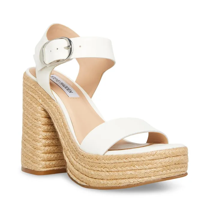 Womens Janice White Leather Steve Madden Heels