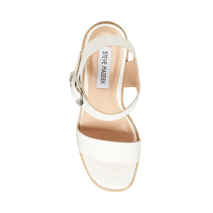 Womens Janice White Leather Steve Madden Heels