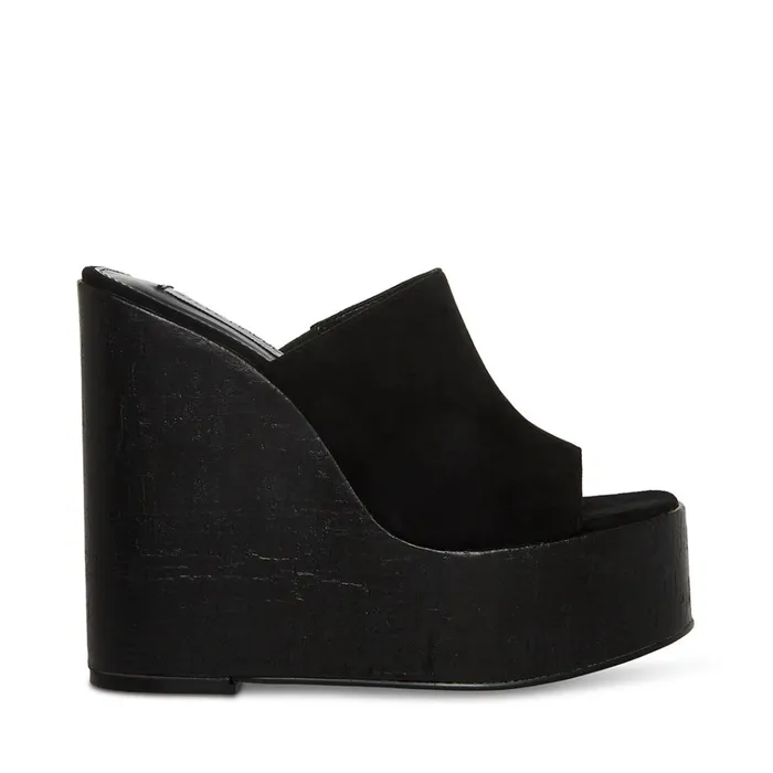 Womens Joanne Black Suede Steve Madden Sandals