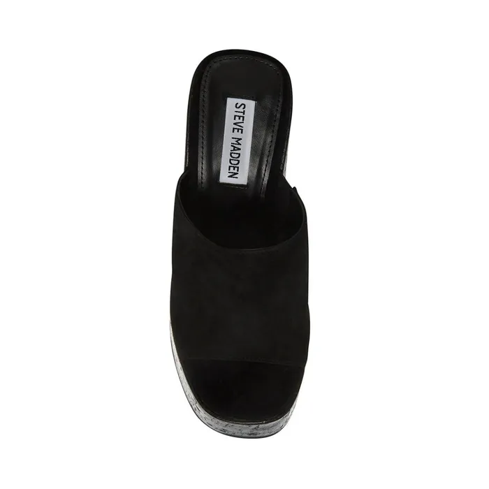 Womens Joanne Black Suede Steve Madden Sandals