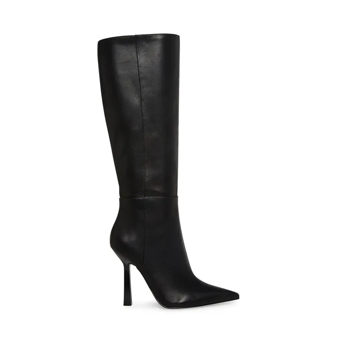 Womens Kathleen Black Leather Steve Madden Boots and Booties