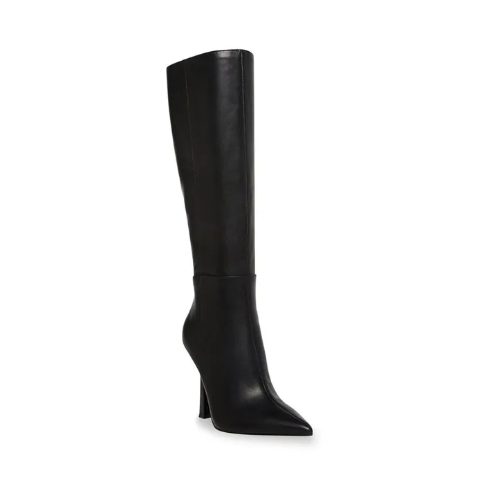 Womens Kathleen Black Leather Steve Madden Boots and Booties
