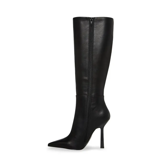 Womens Kathleen Black Leather Steve Madden Boots and Booties