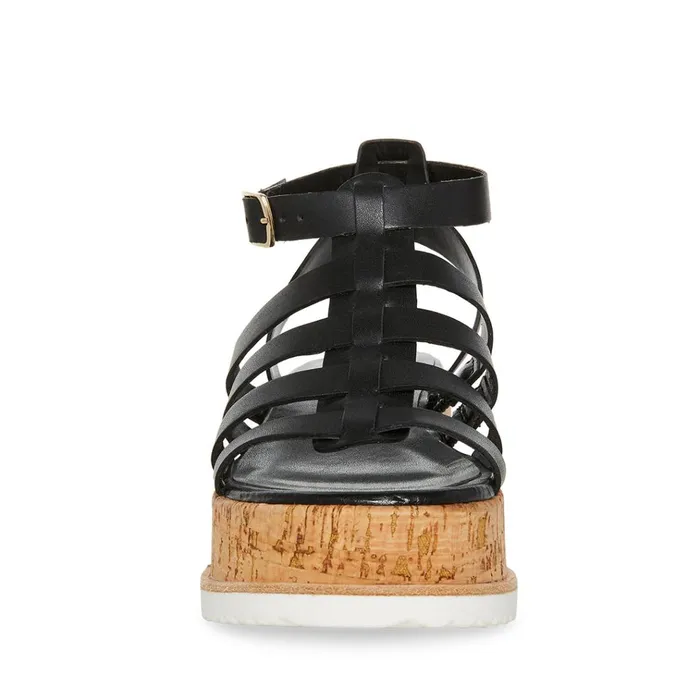 Womens Kaydee Black Leather Steve Madden Sandals