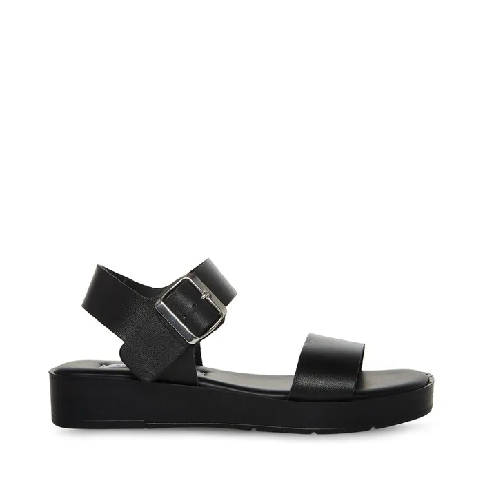 Womens Keenan Black Leather Steve Madden Sandals