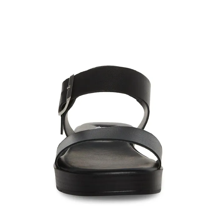Womens Keenan Black Leather Steve Madden Sandals