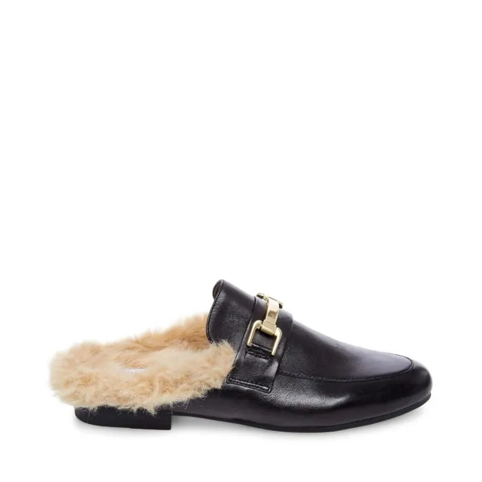 Womens Khloe Black Leather Steve Madden Loafers and Flats