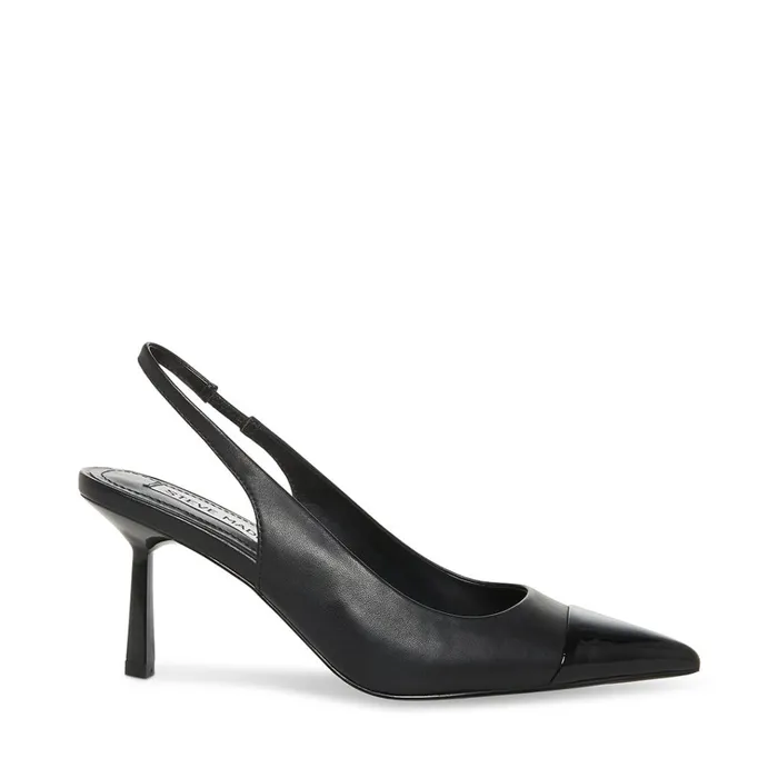 Womens Kling Black Leather Steve Madden Heels
